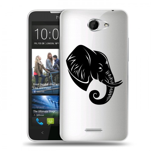 Полупрозрачный дизайнерский пластиковый чехол для HTC Desire 516 Прозрачные слоны