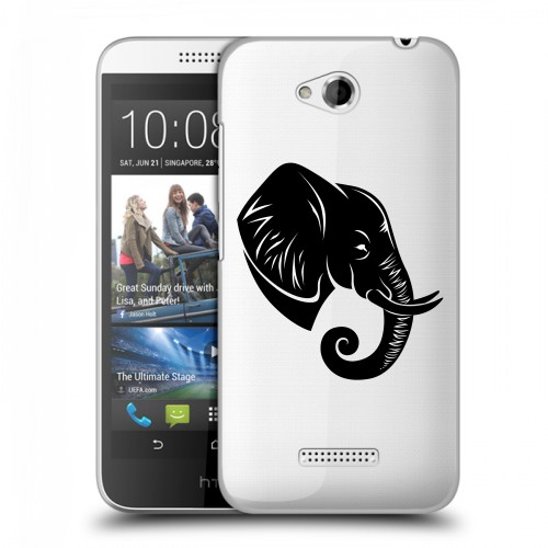 Полупрозрачный дизайнерский пластиковый чехол для HTC Desire 616 Прозрачные слоны