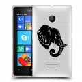 Полупрозрачный дизайнерский пластиковый чехол для Microsoft Lumia 435 Прозрачные слоны