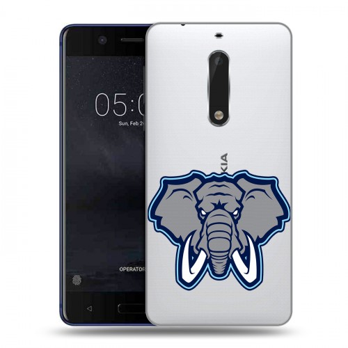 Полупрозрачный дизайнерский пластиковый чехол для Nokia 5 Прозрачные слоны