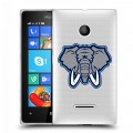 Полупрозрачный дизайнерский пластиковый чехол для Microsoft Lumia 435 Прозрачные слоны