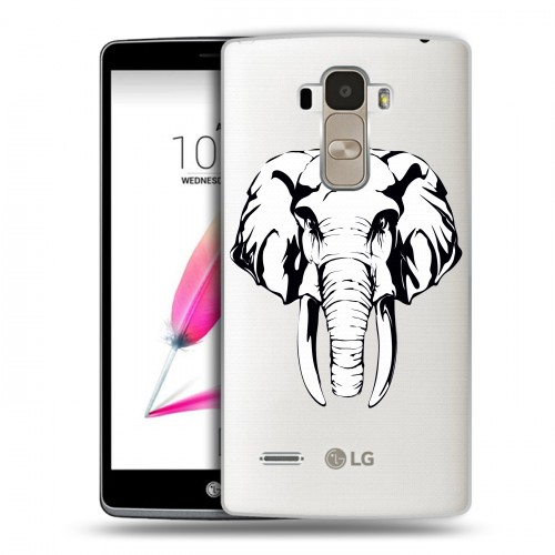 Полупрозрачный дизайнерский пластиковый чехол для LG G4 Stylus Прозрачные слоны