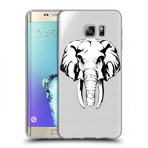 Полупрозрачный дизайнерский пластиковый чехол для Samsung Galaxy S6 Edge Plus Прозрачные слоны
