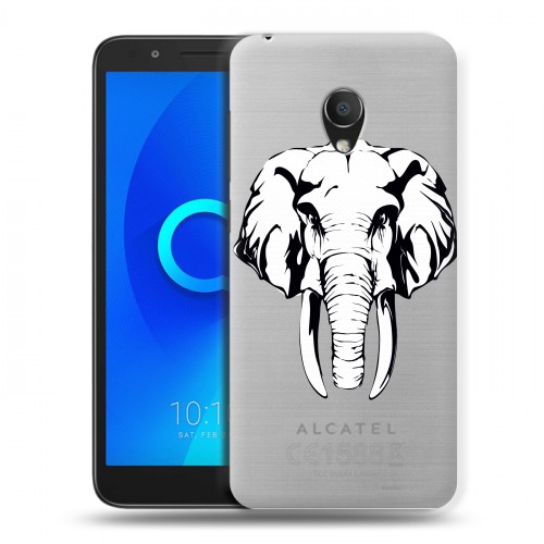 Полупрозрачный дизайнерский пластиковый чехол для Alcatel 1C Прозрачные слоны