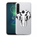 Полупрозрачный дизайнерский силиконовый с усиленными углами чехол для Motorola Moto G8 Plus Прозрачные слоны