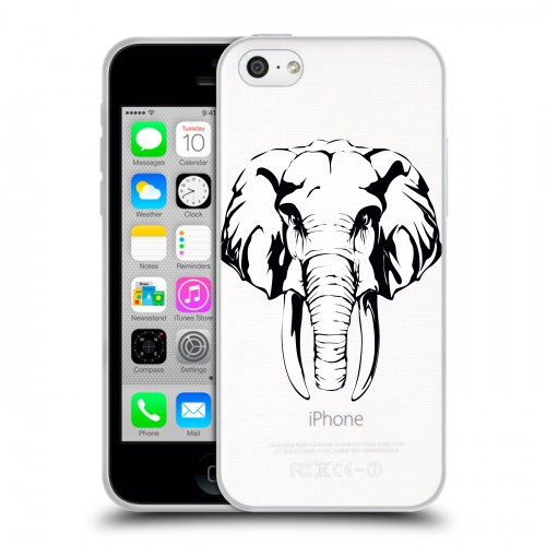 Полупрозрачный дизайнерский пластиковый чехол для Iphone 5c Прозрачные слоны