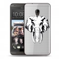 Полупрозрачный дизайнерский силиконовый чехол для HTC Desire 700 Прозрачные слоны