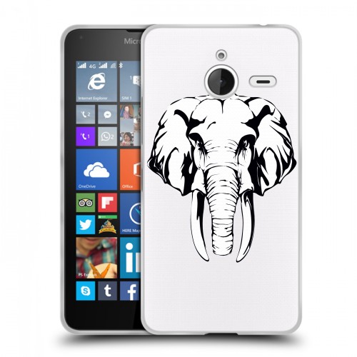 Полупрозрачный дизайнерский пластиковый чехол для Microsoft Lumia 640 XL Прозрачные слоны