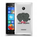 Полупрозрачный дизайнерский пластиковый чехол для Microsoft Lumia 435 Прозрачные слоны