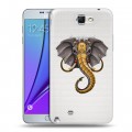 Полупрозрачный дизайнерский пластиковый чехол для Samsung Galaxy Note 2 Прозрачные слоны