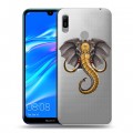 Полупрозрачный дизайнерский пластиковый чехол для Huawei Y6 (2019) Прозрачные слоны