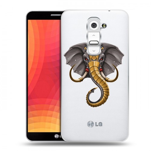 Полупрозрачный дизайнерский пластиковый чехол для LG Optimus G2 Прозрачные слоны