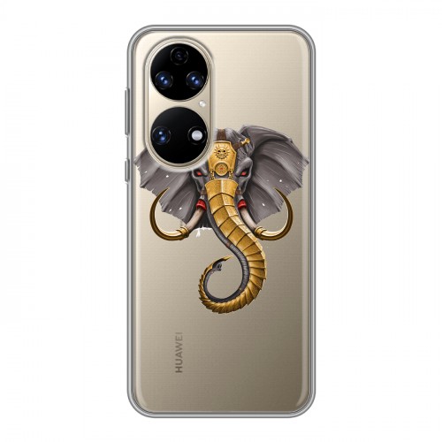 Полупрозрачный дизайнерский силиконовый чехол для Huawei P50 Pro Прозрачные слоны