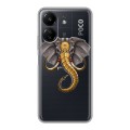 Полупрозрачный дизайнерский пластиковый чехол для Xiaomi Poco C65 Прозрачные слоны