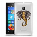 Полупрозрачный дизайнерский пластиковый чехол для Microsoft Lumia 435 Прозрачные слоны