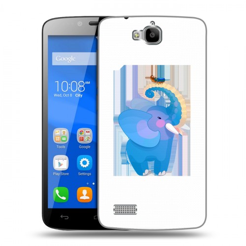 Полупрозрачный дизайнерский пластиковый чехол для Huawei Honor 3C Lite Прозрачные слоны