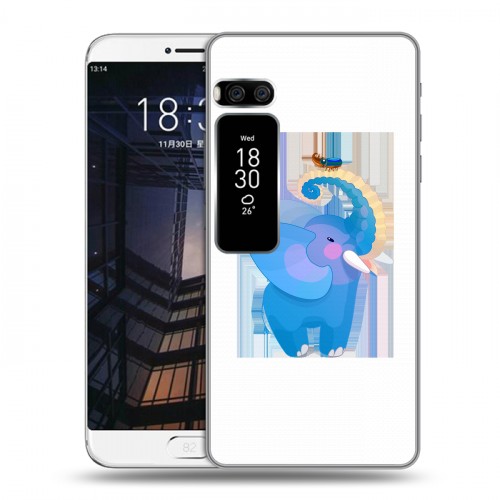 Полупрозрачный дизайнерский пластиковый чехол для Meizu Pro 7 Plus Прозрачные слоны