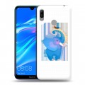 Полупрозрачный дизайнерский пластиковый чехол для Huawei Y6 (2019) Прозрачные слоны