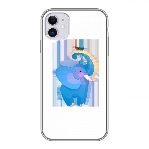Полупрозрачный дизайнерский силиконовый чехол для Iphone 11 Прозрачные слоны