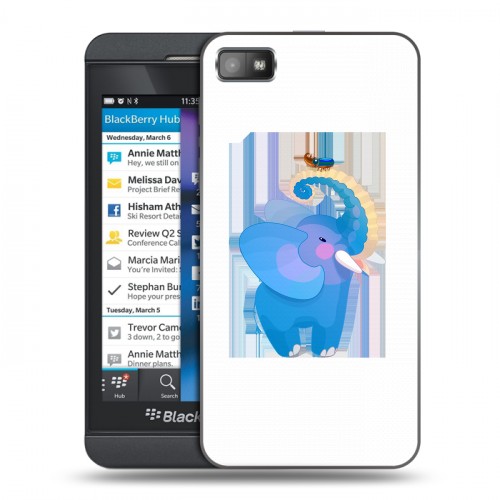 Полупрозрачный дизайнерский пластиковый чехол для BlackBerry Z10 Прозрачные слоны