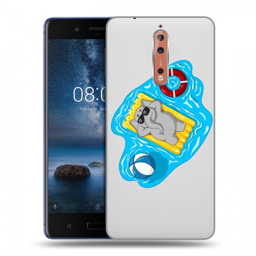 Полупрозрачный дизайнерский пластиковый чехол для Nokia 8 Прозрачные слоны