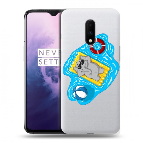 Полупрозрачный дизайнерский пластиковый чехол для OnePlus 7 Прозрачные слоны