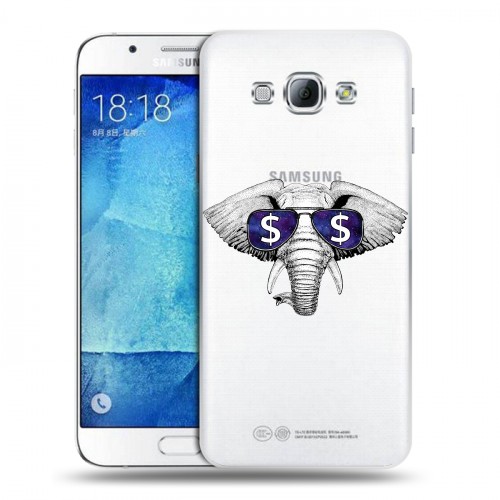 Полупрозрачный дизайнерский пластиковый чехол для Samsung Galaxy A8 Прозрачные слоны