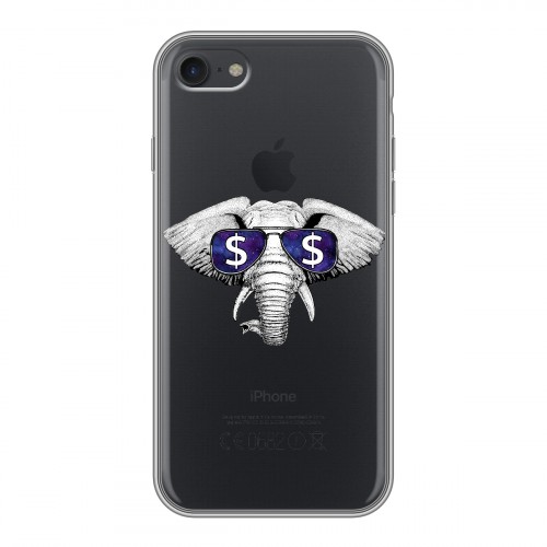 Полупрозрачный дизайнерский силиконовый чехол для Iphone 7 Прозрачные слоны