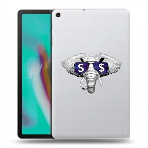 Полупрозрачный дизайнерский пластиковый чехол для Samsung Galaxy Tab A 10.1 (2019) Прозрачные слоны