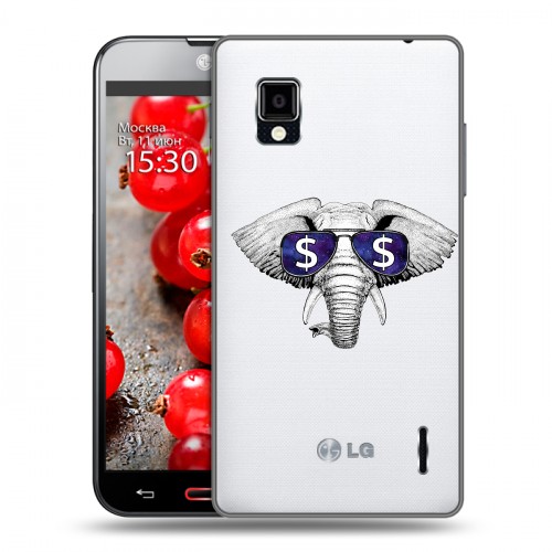 Полупрозрачный дизайнерский пластиковый чехол для LG Optimus G Прозрачные слоны