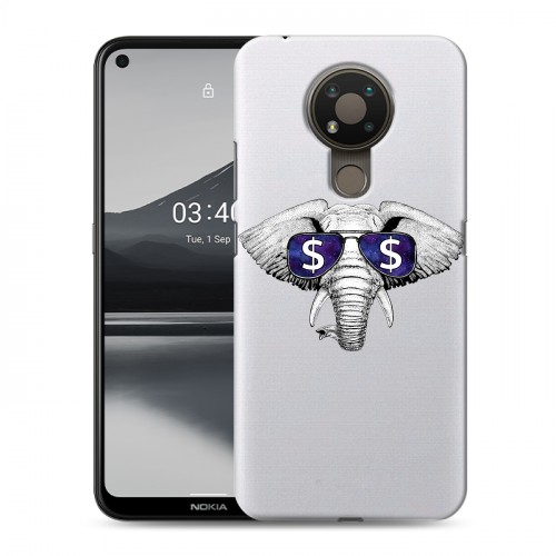 Полупрозрачный дизайнерский пластиковый чехол для Nokia 3.4 Прозрачные слоны