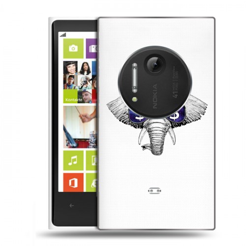 Полупрозрачный дизайнерский пластиковый чехол для Nokia Lumia 1020 Прозрачные слоны