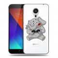 Полупрозрачный дизайнерский пластиковый чехол для Meizu MX5 Прозрачные слоны