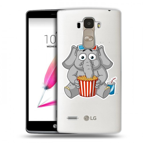 Полупрозрачный дизайнерский силиконовый чехол для LG G4 Stylus Прозрачные слоны