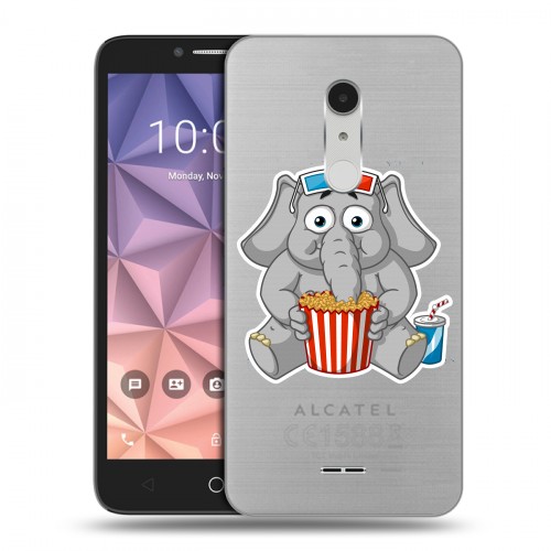 Полупрозрачный дизайнерский пластиковый чехол для Alcatel A3 XL Прозрачные слоны