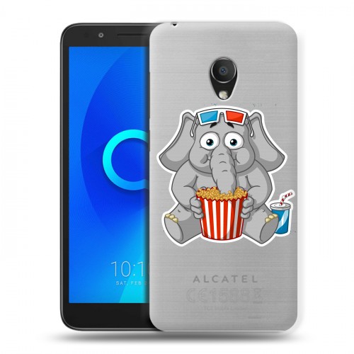 Полупрозрачный дизайнерский пластиковый чехол для Alcatel 1C Прозрачные слоны