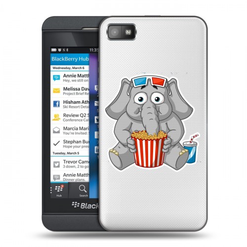 Полупрозрачный дизайнерский пластиковый чехол для BlackBerry Z10 Прозрачные слоны