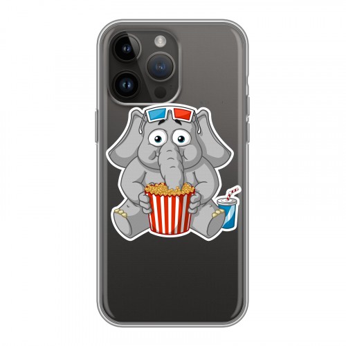 Полупрозрачный дизайнерский силиконовый с усиленными углами чехол для Iphone 14 Pro Max Прозрачные слоны