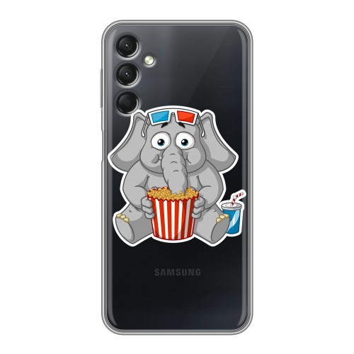 Полупрозрачный дизайнерский силиконовый с усиленными углами чехол для Samsung Galaxy A24 4G Прозрачные слоны