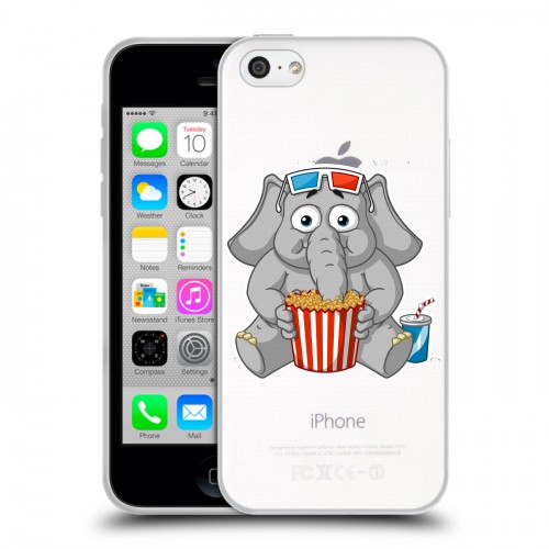 Полупрозрачный дизайнерский пластиковый чехол для Iphone 5c Прозрачные слоны