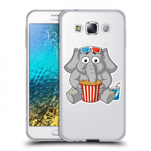 Полупрозрачный дизайнерский пластиковый чехол для Samsung Galaxy E5 Прозрачные слоны