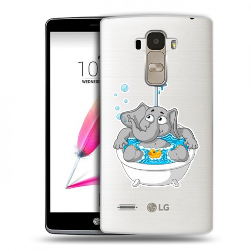 Полупрозрачный дизайнерский пластиковый чехол для LG G4 Stylus Прозрачные слоны