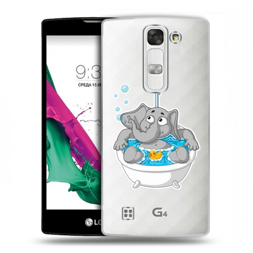 Полупрозрачный дизайнерский пластиковый чехол для LG G4c Прозрачные слоны