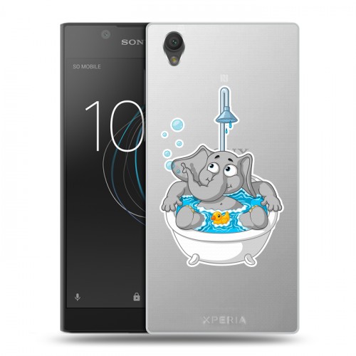 Полупрозрачный дизайнерский пластиковый чехол для Sony Xperia L1 Прозрачные слоны