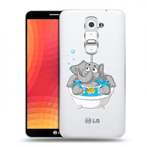 Полупрозрачный дизайнерский пластиковый чехол для LG Optimus G2 Прозрачные слоны