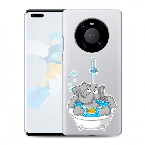 Полупрозрачный дизайнерский пластиковый чехол для Huawei Mate 40 Pro Прозрачные слоны