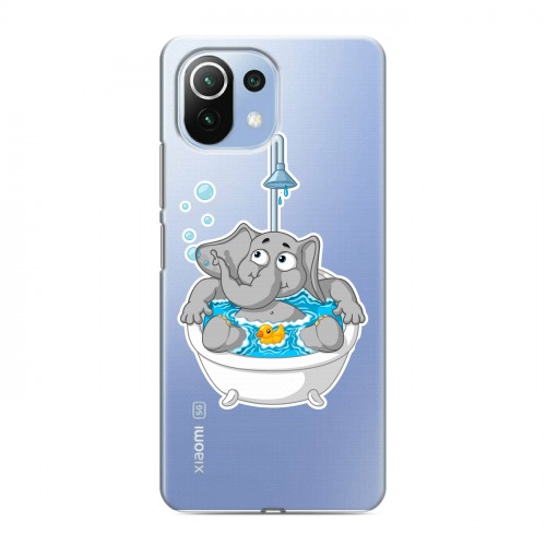Полупрозрачный дизайнерский пластиковый чехол для Xiaomi Mi 11 Lite Прозрачные слоны