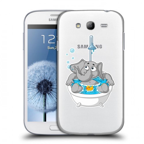 Полупрозрачный дизайнерский пластиковый чехол для Samsung Galaxy Grand Прозрачные слоны