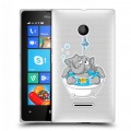 Полупрозрачный дизайнерский пластиковый чехол для Microsoft Lumia 435 Прозрачные слоны