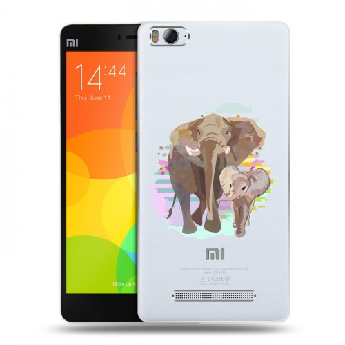 Полупрозрачный дизайнерский пластиковый чехол для Xiaomi Mi4i Прозрачные слоны